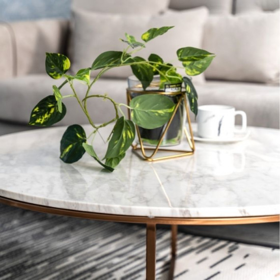 NOVA Natural Marble Coffee Table, White NOVA Natural Marble Coffee Table, White